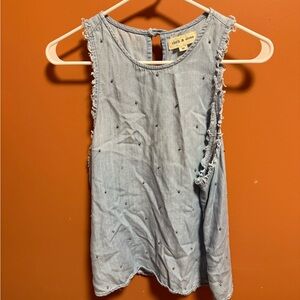 Cloth & Stone Embellished Blue Sleeveless Tank Top